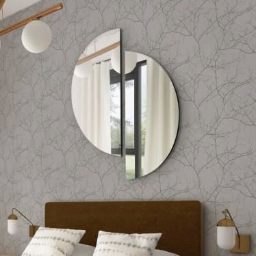 Crescent Round Split Wall Mirror 90x90cm
