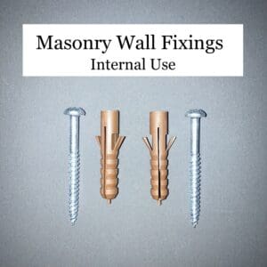 Wall fixings suitable for hanging a wall mirror on a solid masonry wall.