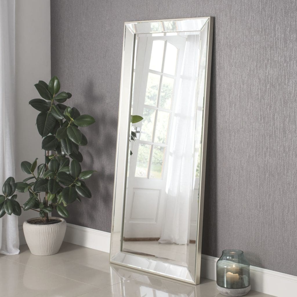 British made full length Boston mirror. Positioned in the hallway leaning against the wall.