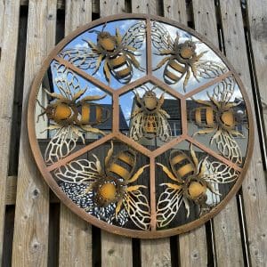 Bumblebee Round Metal Mirror 80x80cm