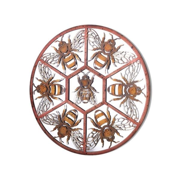 Bumblebee Round Metal Mirror Plain Image