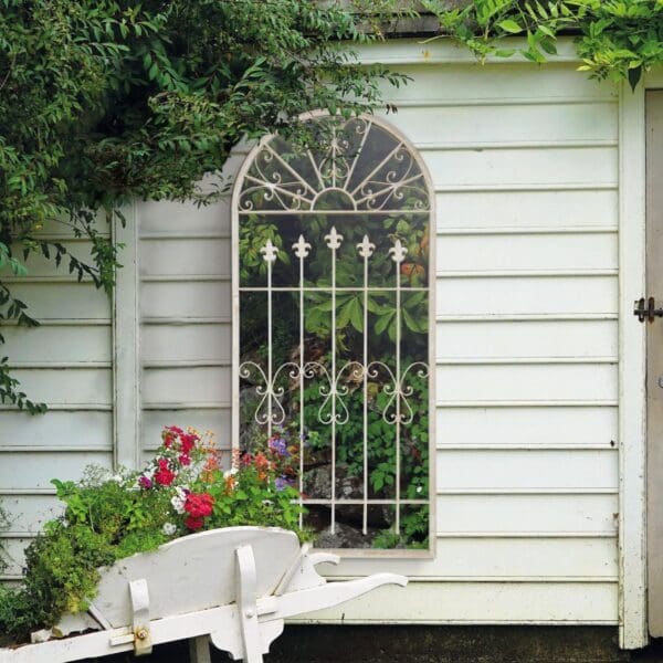 Camellia Garden Mirror Mounted on Fence