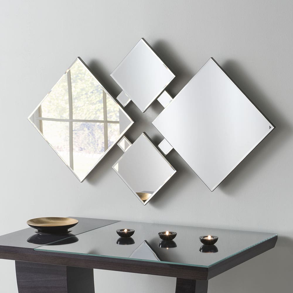 Made in Britain Diamond art deco mirror. Wall mounted in the dining room.