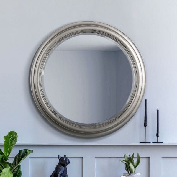 Harlow Round Silver Framed Mirror 96cm