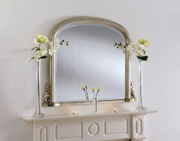 Hyde Scroll Silver Overmantle Mirror