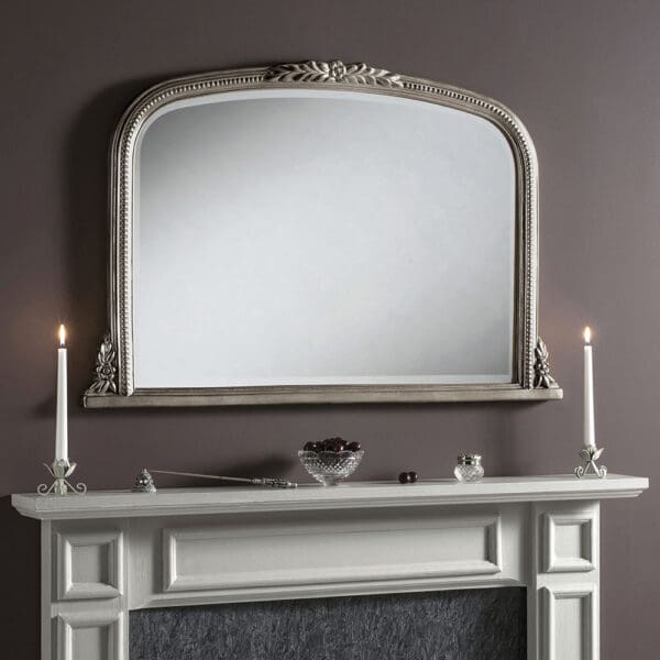 Latina Ornate Silver Overmantle Mirror