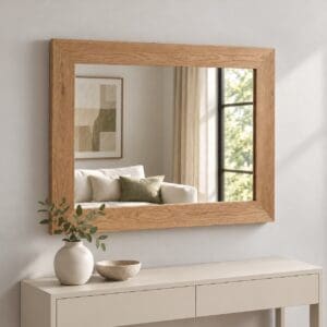 Solid Oak Framed Mirror (9 Sizes) Wall Mounted in the Living Room