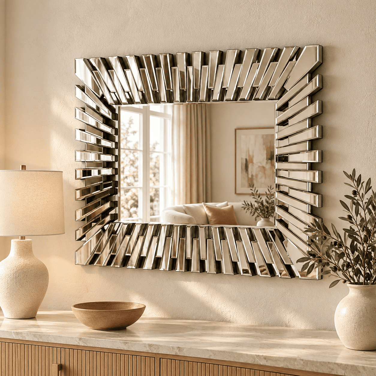 Sunburst Rectangular Funky Mirror 120x80cm - Image 2