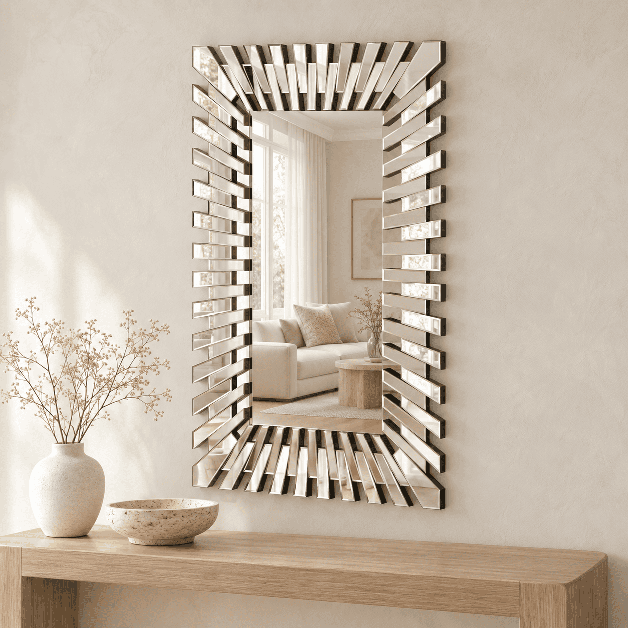 Sunburst Rectangular Funky Mirror 120x80cm - Image 3