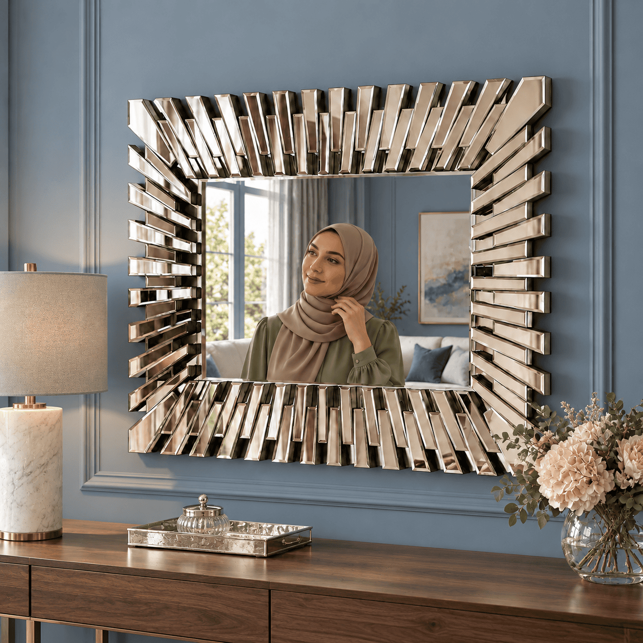Sunburst Rectangular Funky Mirror 120x80cm - Image 4