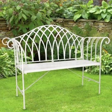 White Rose Iron Outdoor Garden Seat