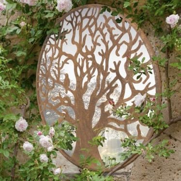 Winter Tree Round Garden Mirror 60x60cm
