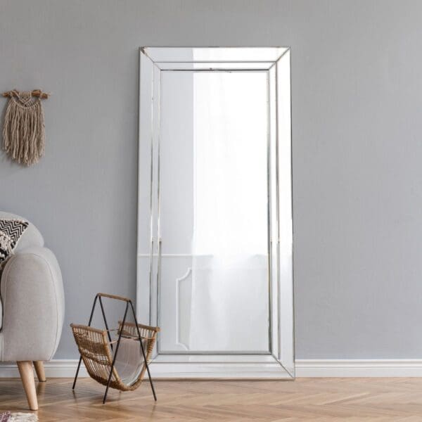 Roadford Double Edge Mirror 174x85cm Wall Leaning in Living Room