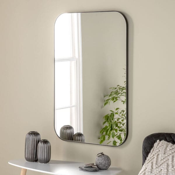 Bexley Minimalist Black Rectangle Mirror