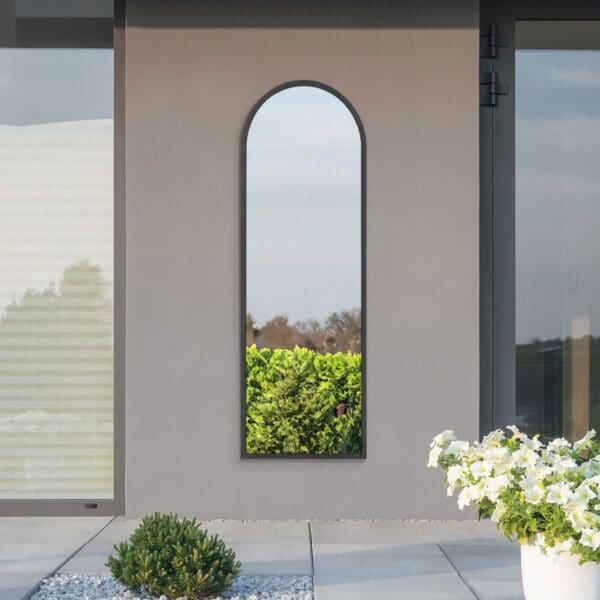 Maple Black Plain Arch Garden Mirror 160x53cm