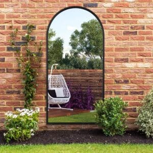 Maple Black Plain Arch Garden Mirror