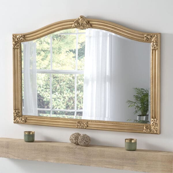Roseworthy Ornate Gold Overmantle Mirror