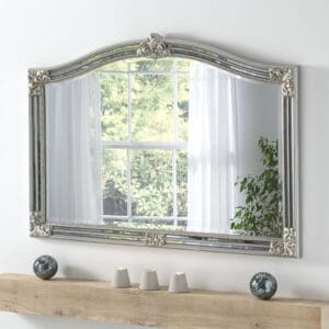 Roseworthy Ornate Grey & Silver Overmantle Mirror