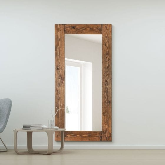 Wall mounted rustic wood mirror. Hang in your living room or hallway. Solid wood and oak mirrors.