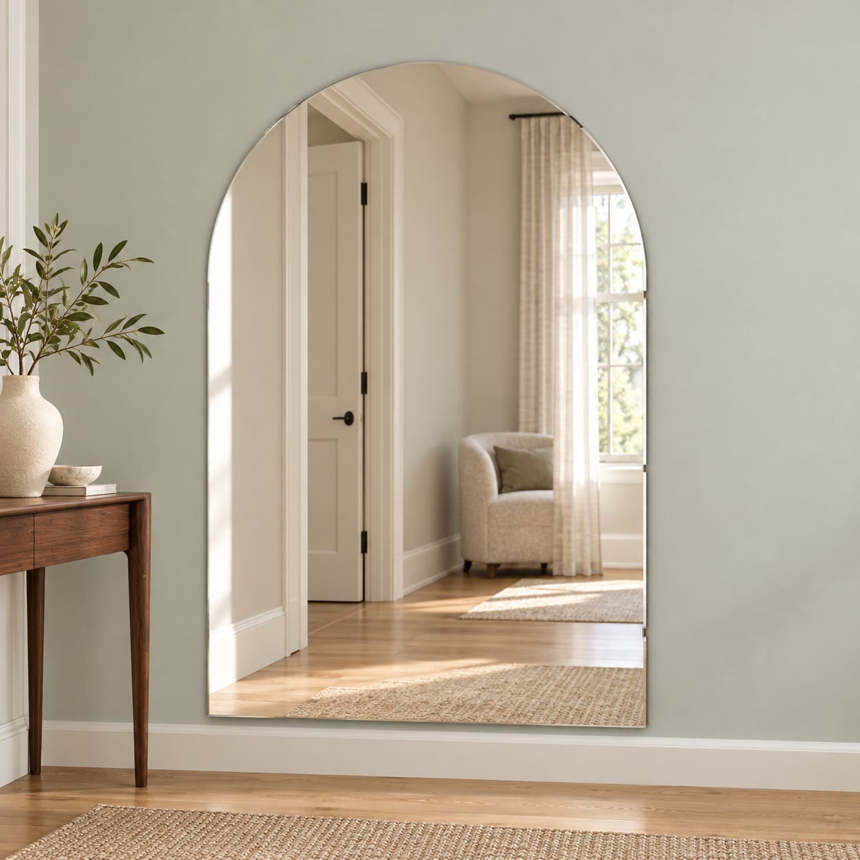 Archway Frameless Curved Mirror Wall Mounted in the Hallway