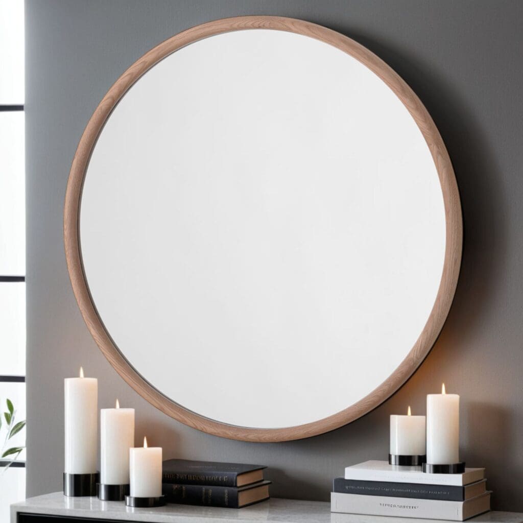 Major Oak Round Oak Framed Mirror 90x90cm