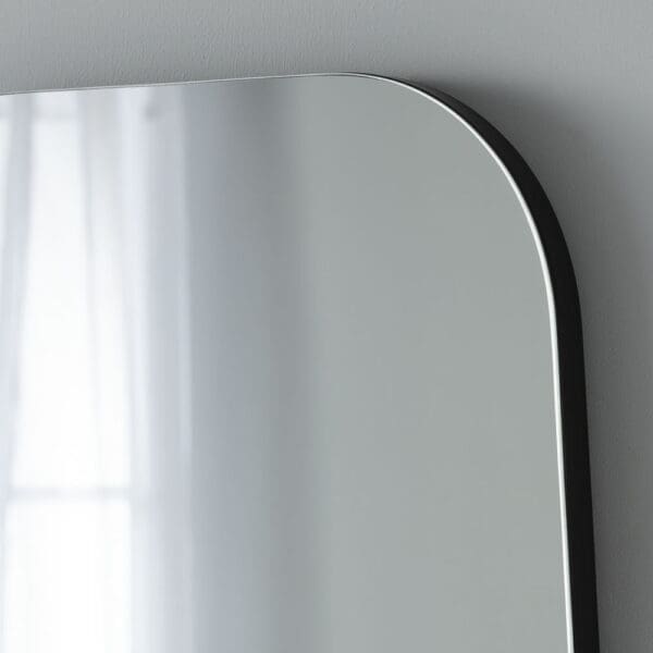 Moorgate Curved Full Length Black Mirror Close Up