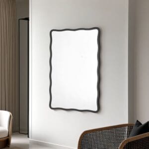 Swell Wavy Rectangle Black Wall Mirror