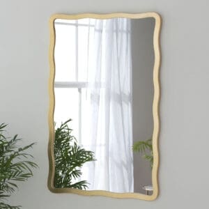 Swell Wavy Rectangle Gold Wall Mirror