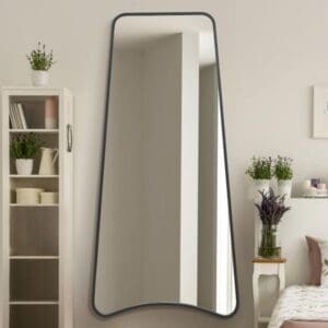 Bishop Black Metal Trapezoid Shaped Mirror 200x95cm