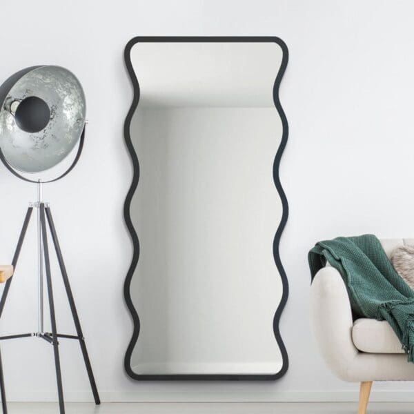 Greenwich Funky Wavy Black Metal Mirror 170x80cm