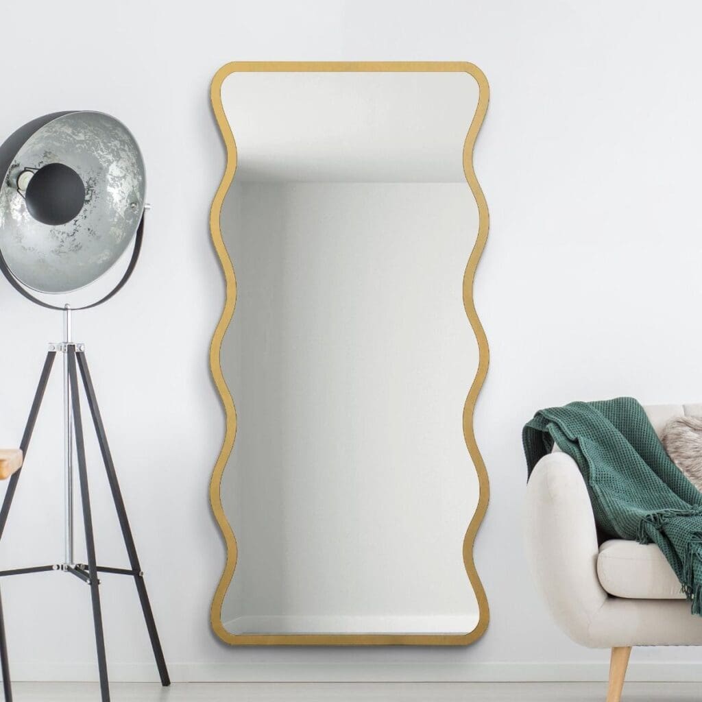 Greenwich Funky Wavy Gold Metal Mirror 170x80cm