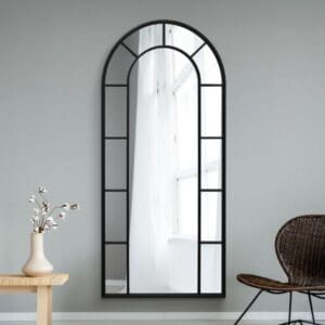 Haldon Tall Arch Black Metal Mirror 190x85cm