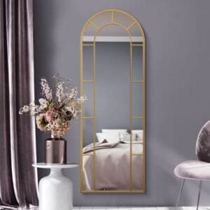 Haldon Tall Arch Gold Metal Mirror 170x60cm