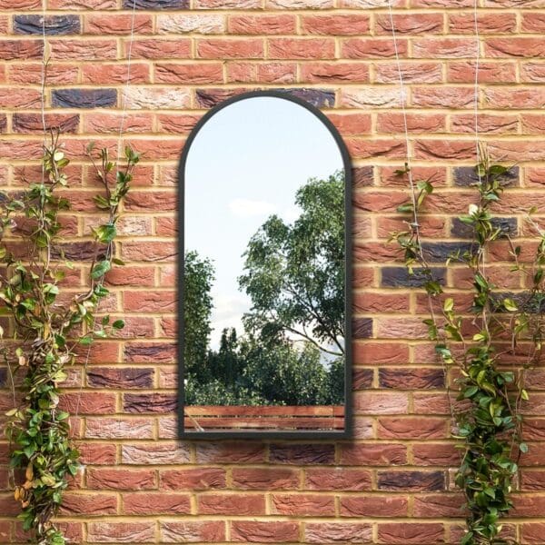 Maple Black Plain Arch Garden Mirror 80x40cm