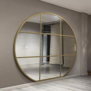 Parliament Oversized Flat Base Round Gold Mirror 189x180cm