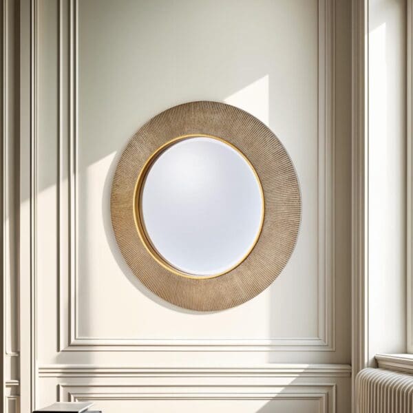 Paris Gold Leaf Two Tone Round Mirror 90cm - Image 2