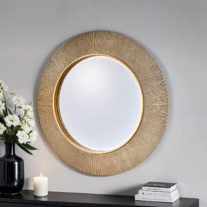 Paris Gold Leaf Two Tone Round Mirror 90cm