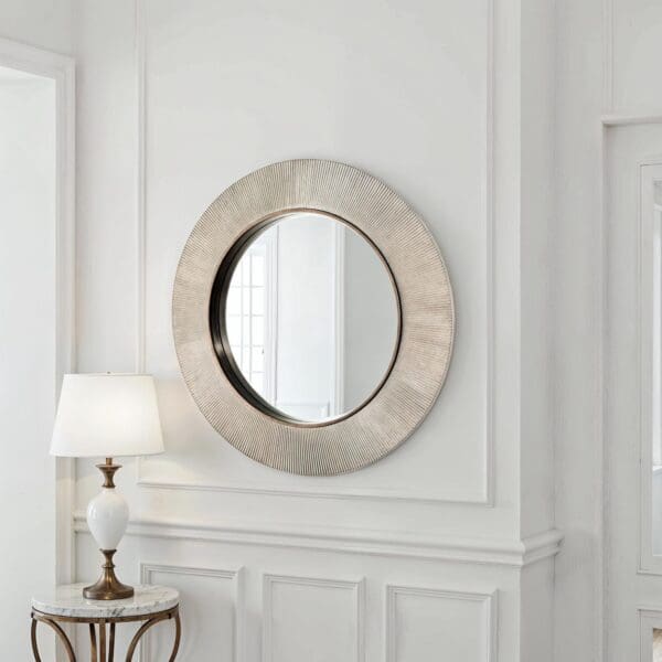Paris Silver Leaf Two Tone Round Mirror 90cm - Image 2