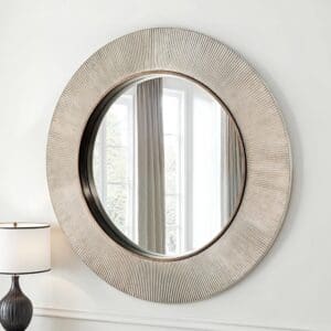 Paris Silver Leaf Two Tone Round Mirror 90cm