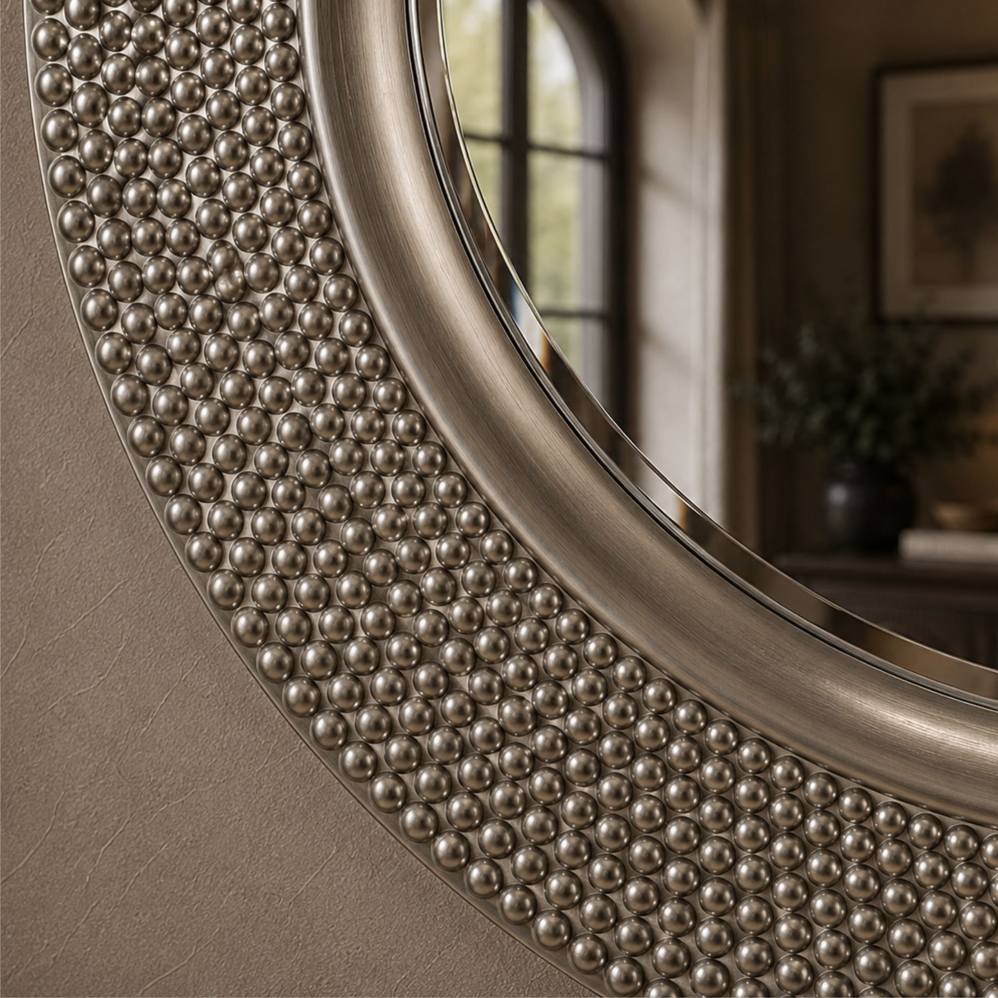 Madrid Round Funky Silver Studded Mirror 79cm - Image 2