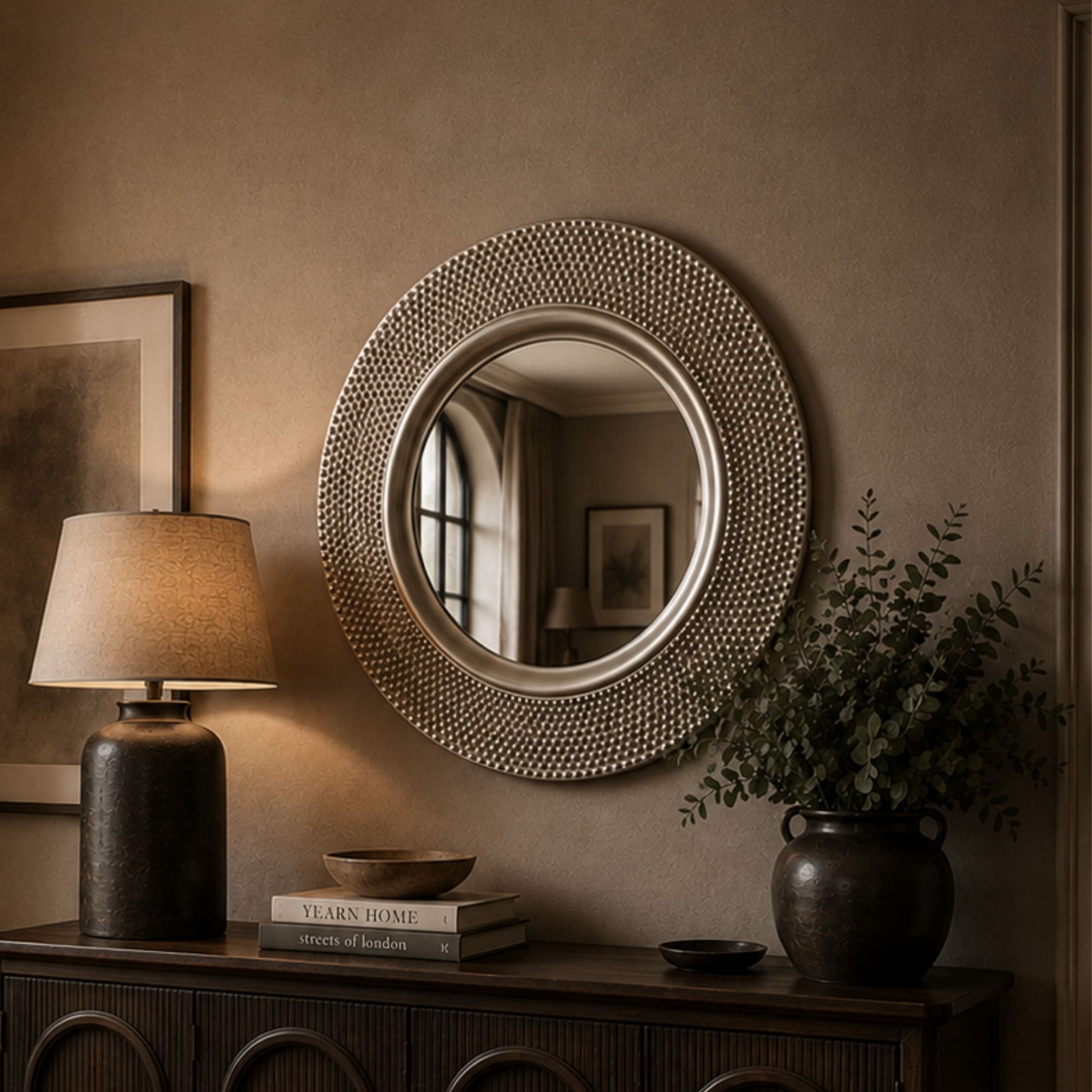 Madrid Round Funky Silver Studded Mirror 79cm - Image 3